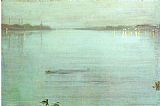 James Abbott Mcneill Whistler Paintings - Nocturne- Blue and Silver by James Abbott McNeill Whistler